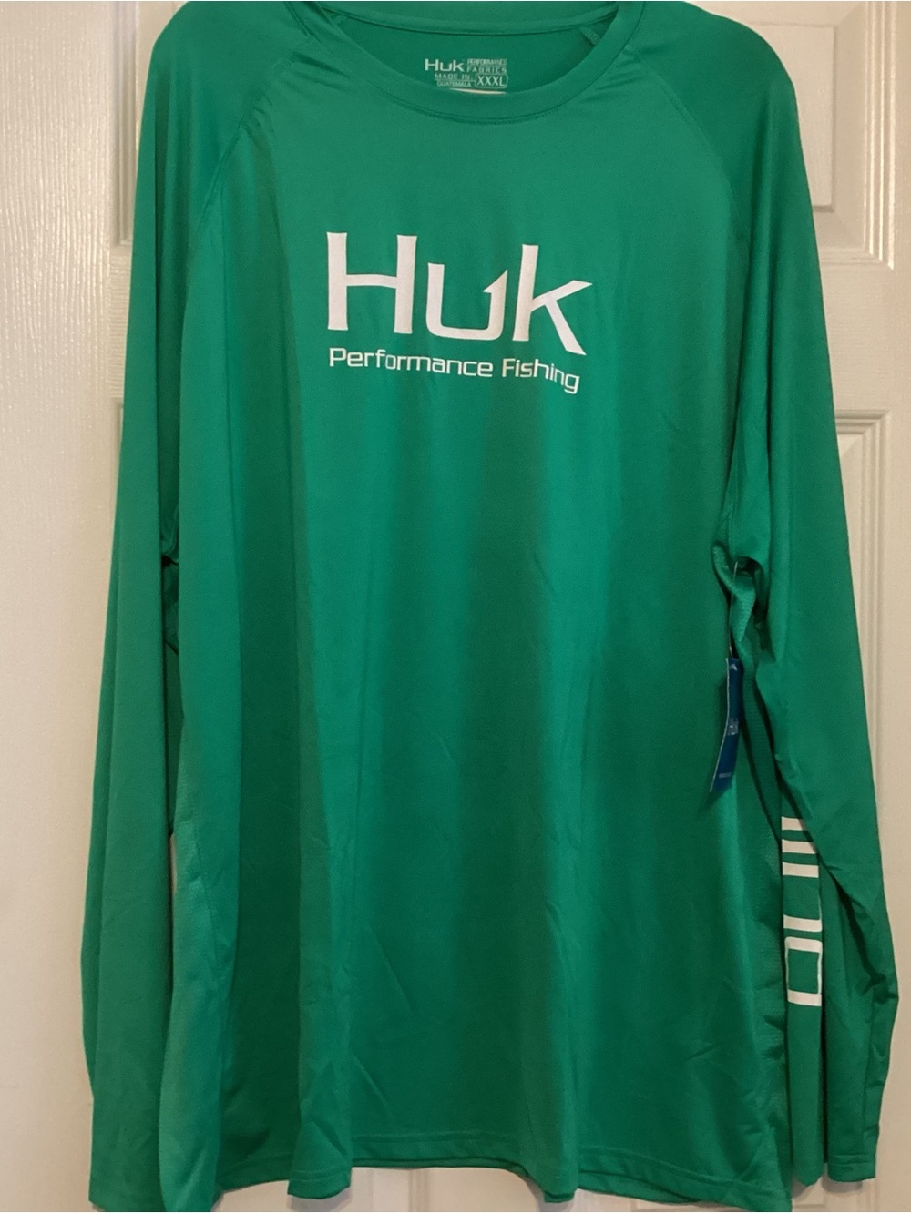 Huk Performance Fishing Long-Sleeve Shirt in Green with White Logo